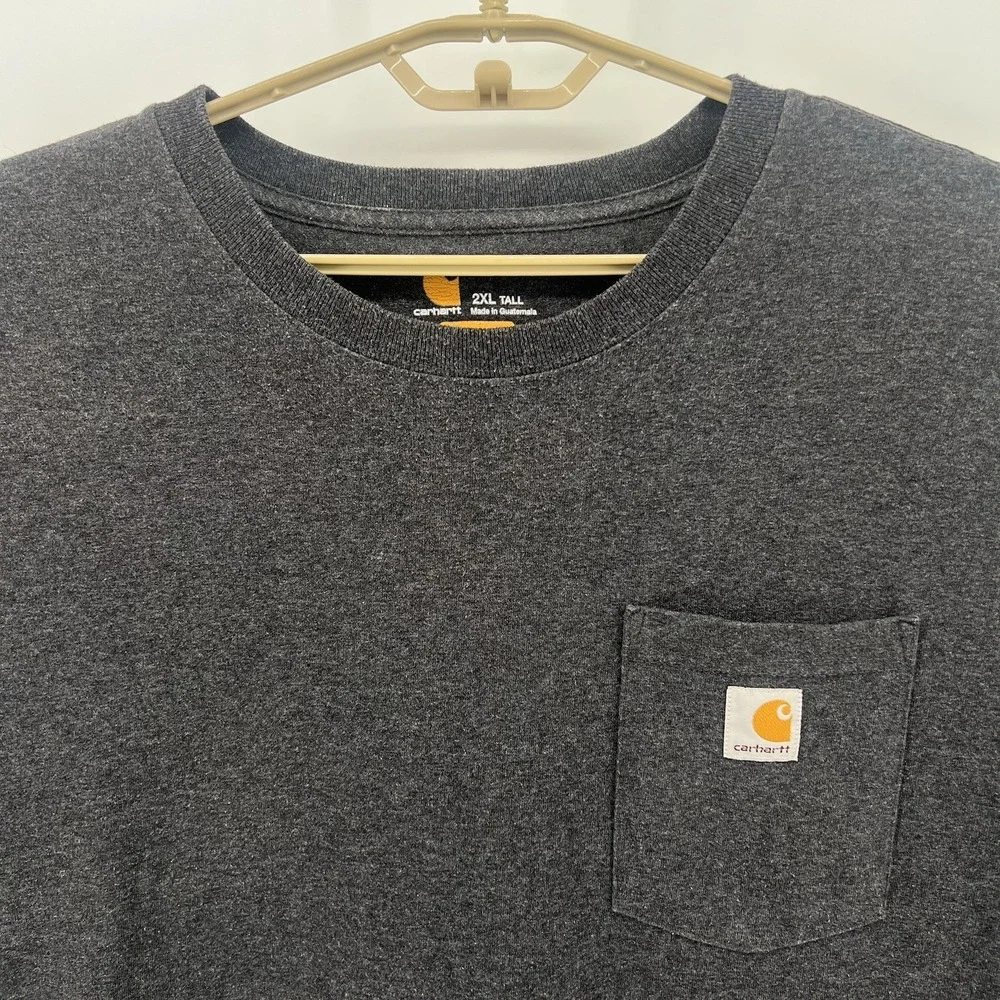 Carhartt Charcoal Grey 2XL Tall Original Fit Pocket T-shirt Short Sleeve K87 CRH - Picture 2 of 7